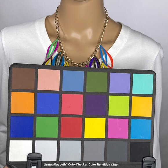 Colorful Shapes On A Faux Gold Adjustable Chain‎ With A Lobster Claw Clasp - Picture 10 of 10